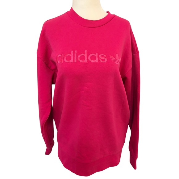 adidas Tops - Adidas Hot Pink Crewneck Sweatshirt Oversized XS Embossed‎ Logo Athletic